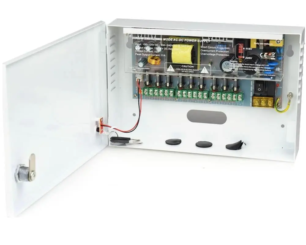 Power supply with 9 outputs, 12V/10A
