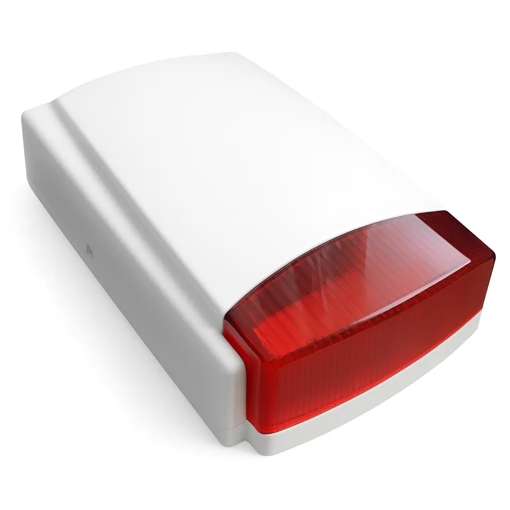 Outdoor siren with battery and red flash