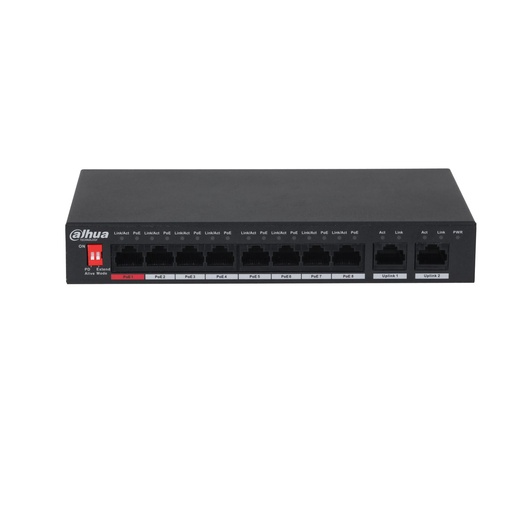 [O203DH-PF82] Switch|DAHUA|PFS3010-8ET-96-V2|Desktop/pedestal|PoE ports 8|96 Watts|DH-PFS3010-8ET-96-V2