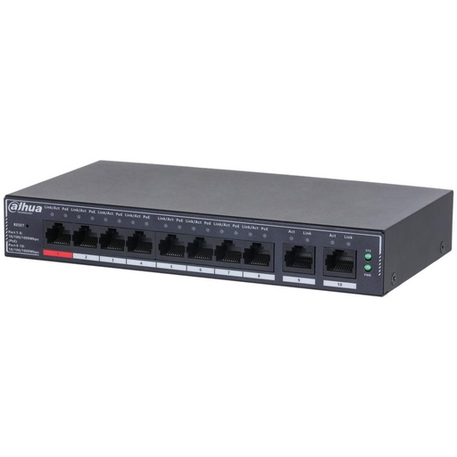 [O203SG401651] Switch|DAHUA|DH-SG4010P|Switch layer L2|10xRJ-45 ports|RJ-45 Ports Type Gigabit Ethernet (10/100/1000)|8xPower over Ethernet (PoE) ports quantity|Total Power over Ethernet (PoE) budget 110 W|SG4010P