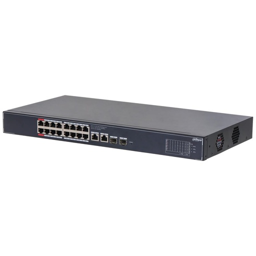 [O203SG402653] Switch|DAHUA|DH-SG4020LP|Switch layer L2|16xRJ-45 ports|RJ-45 Ports Type Gigabit Ethernet (10/100/1000)|2xGigabit Ethernet (copper) ports quantity|2xSFP module slots quantity|16xPower over Ethernet (PoE) ports quantity|Total Power over Ethernet (PoE) budget 190 W|SG4020LP