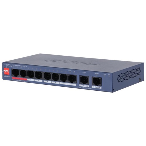 [O203CS401661] Switch|DAHUA|DH-CS4010-8ET2GT-60|Switch layer L2|8xRJ-45 ports|RJ-45 Ports Type Fast Ethernet (10/100)|2xGigabit Ethernet (copper) ports quantity|8xPower over Ethernet (PoE) ports quantity|Total Power over Ethernet (PoE) budget 60 W|CS4010-8ET2GT-60